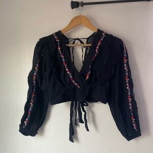 Topshop 6 Embroidered Crop Top